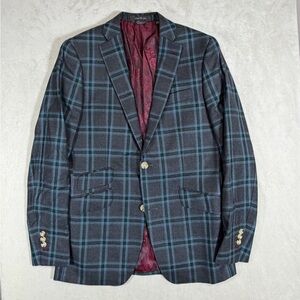 Indochino 40R Slim Fit Classic 100% Wool Checkered Plaid Blazer Sports Coat